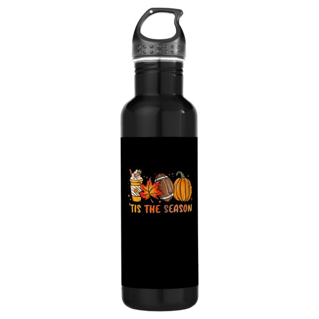 Tis The Season Football Fall Thanksgiving Football 710 Ml Water Bottle (Front)