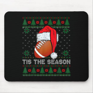 Tis The Season Football Funny Christmas Santa Hat Mouse Pad