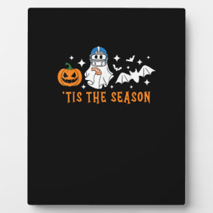 Tis The Season Football Halloween Spooky Pumpkin Plaque