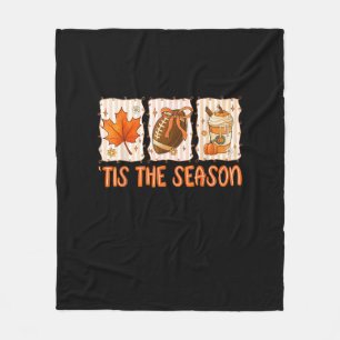 Tis The Season Football Halloween Thanksgiving Fleece Blanket