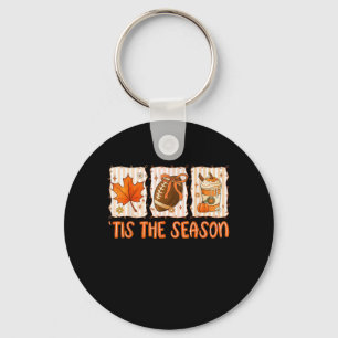 Tis The Season Football Halloween Thanksgiving Keychain