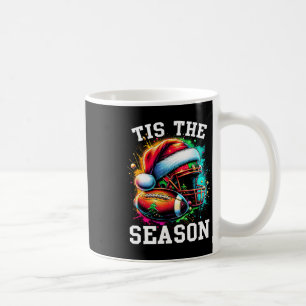 Tis The Season Football Mom Christmas Santa Hat Co Coffee Mug