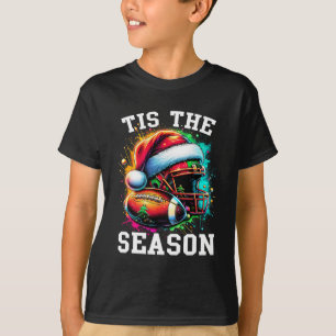 Tis The Season Football Mom Christmas Santa Hat Co T-Shirt