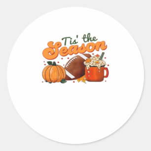 Tis The Season Football Mug Autumn Design Classic Round Sticker