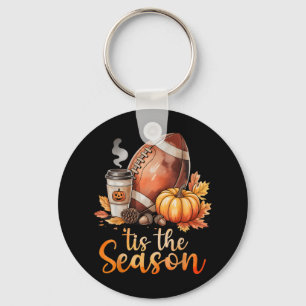 Tis The Season Football Pumpkin Spice Fall Autumn Keychain
