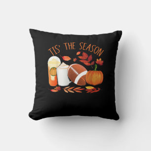 Tis The Season Football Pumpkin Thanksgiving Athle Throw Pillow