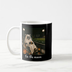 Tis The Season Football Raccoon Ghost Halloween Coffee Mug