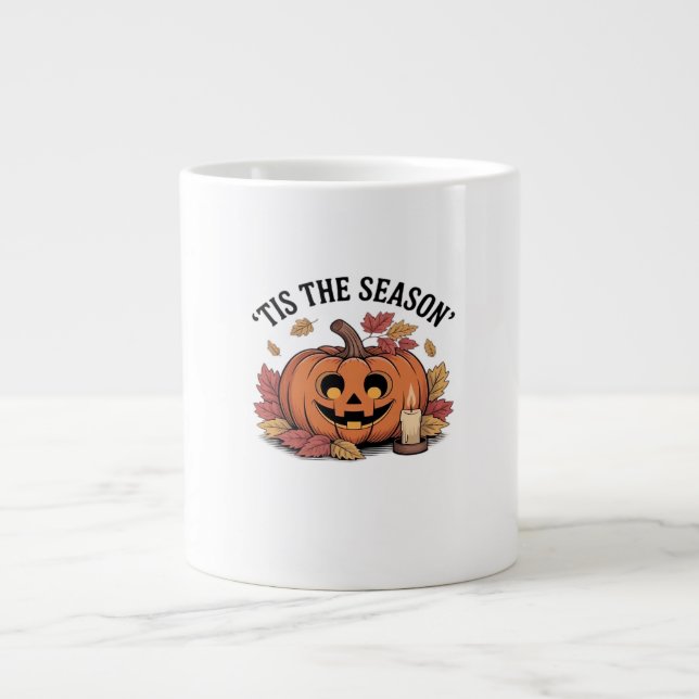 Tis The Season Football Retro Clean Design Large Coffee Mug (Front)
