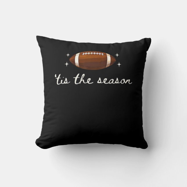 Tis The Season Football  - Retro Football Game Day Throw Pillow (Front)