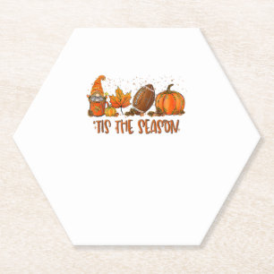 Tis’ The Season Football Sport Autumn Pumpkin Than Paper Coaster