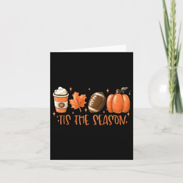 Tis The Season Footll Coffee Latte Leaves Hello Pu Card (Front)