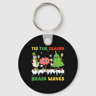 Tis The Season For Brain Waves Christmas Neurology Keychain