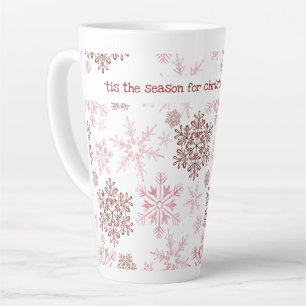 Tis the Season for .. Custom Text Red Snowflake Latte Mug