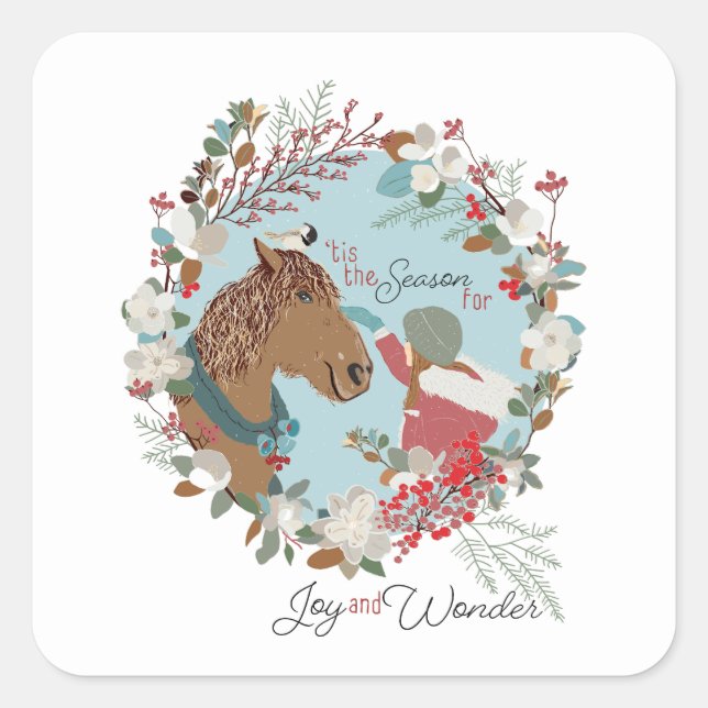 'Tis the Season for Joy and Wonder Holiday Square Sticker (Front)
