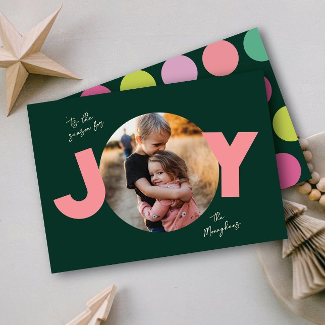 'Tis The Season For Joy Circle Photo Holiday Card (Creator Uploaded)