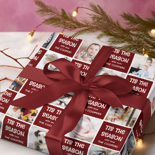 Tis the Season Fun Photo Grid Christmas Gift Wrapping Paper