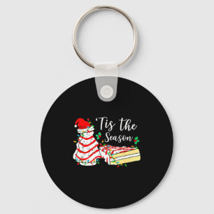 Tis The Season Funny Christmas Tree Snack Cake Xma Keychain