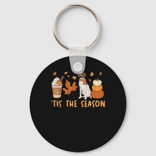 Tis The Season German Shorthaired Dog Fall Pumpkin Keychain