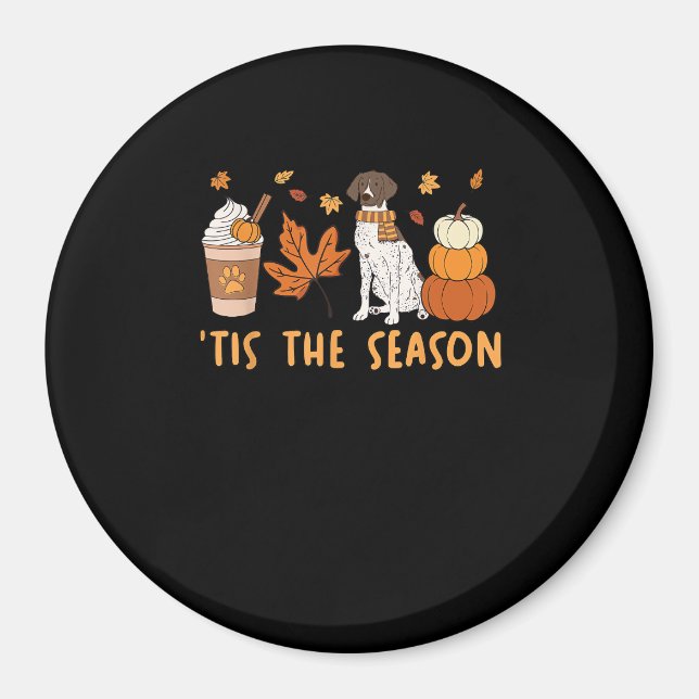 Tis The Season German Shorthaired Dog Fall Pumpkin Magnet (Front)