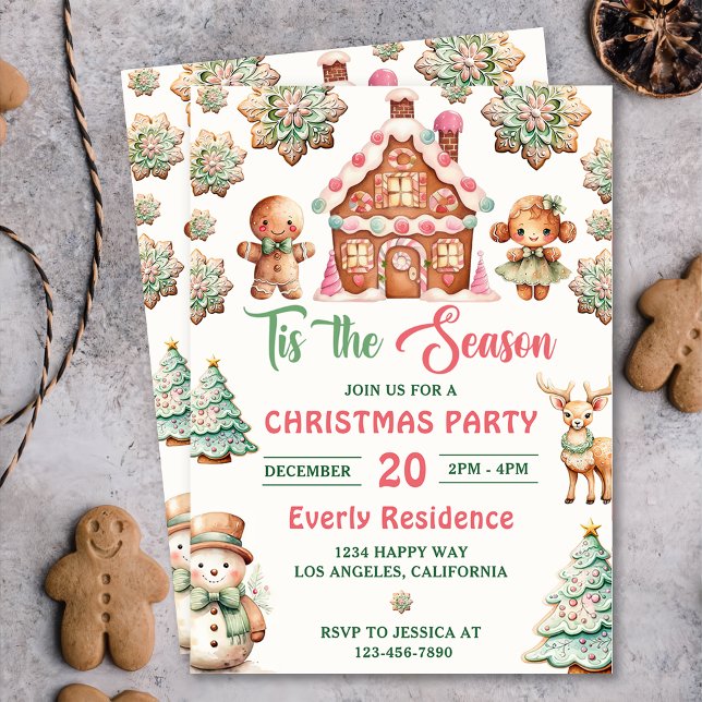 Tis The Season Gingerbread Cookie Christmas Party  Invitation (Creator Uploaded)