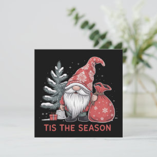 Tis The Season Gnome Christmas Holiday Winter Card