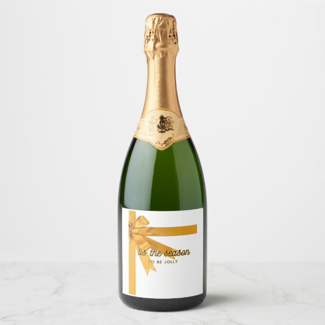 Tis The Season Gold Sparkling Wine Label (Front)