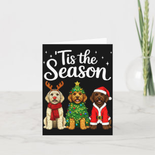 Tis The Season Goldendoodle Christmas Santa Doodle Card