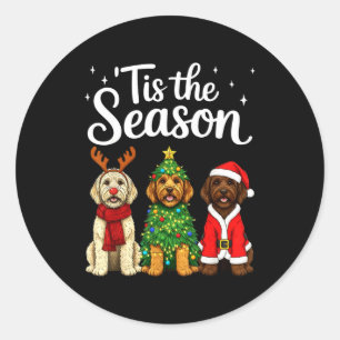 Tis The Season Goldendoodle Christmas Santa Doodle Classic Round Sticker