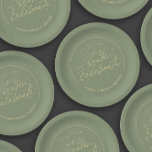 Tis the Season Green Moss Winter Bridal Shower  Paper Plate<br><div class="desc">'Tis the season to celebrate is a chic winter bridal shower paper plate, featuring a header that reads "'Tis the season to celebrate" in an stylish script typography in golden colour over a green moss background. If you need a piece that is not in the collection, please let me know...</div>
