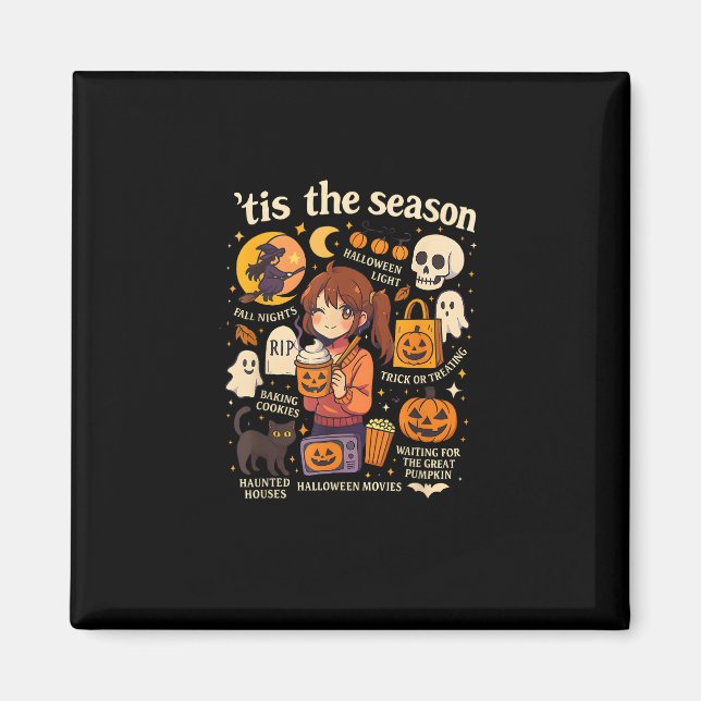 Tis The Season Halloween Anime Icons Fall Design Magnet (Front)