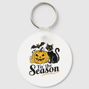 Tis The Season Halloween Bats Pumpkin Fall Funny C Keychain