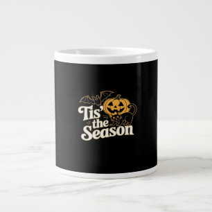 Tis The Season Halloween Bats Pumpkin Fall Funny C Large Coffee Mug