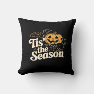 Tis The Season Halloween Bats Pumpkin Fall Funny C Throw Pillow