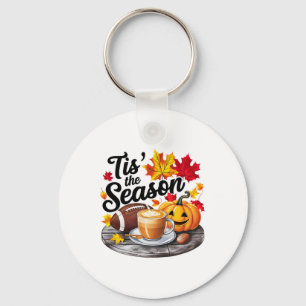 Tis The Season Halloween Bats Pumpkin Fall Hallowe Keychain