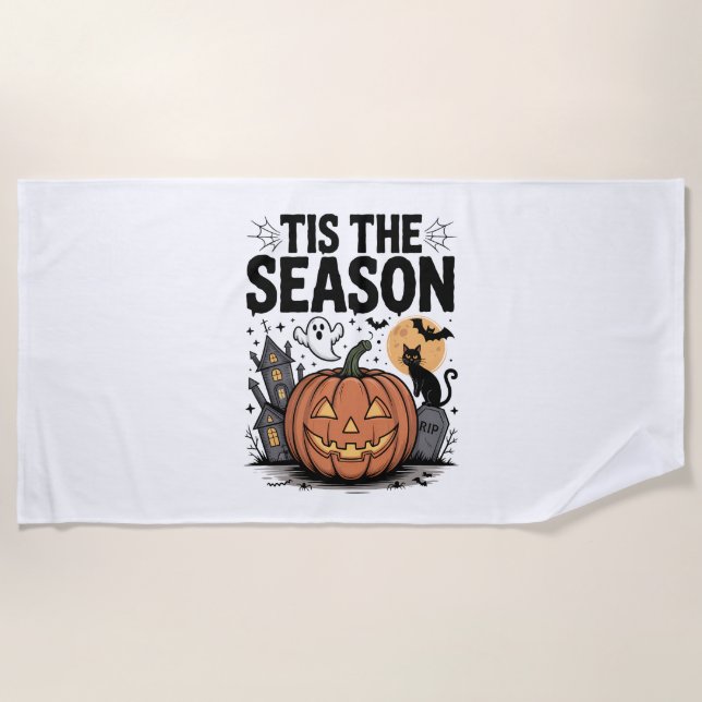 Tis the Season Halloween Beach Towel (Front)