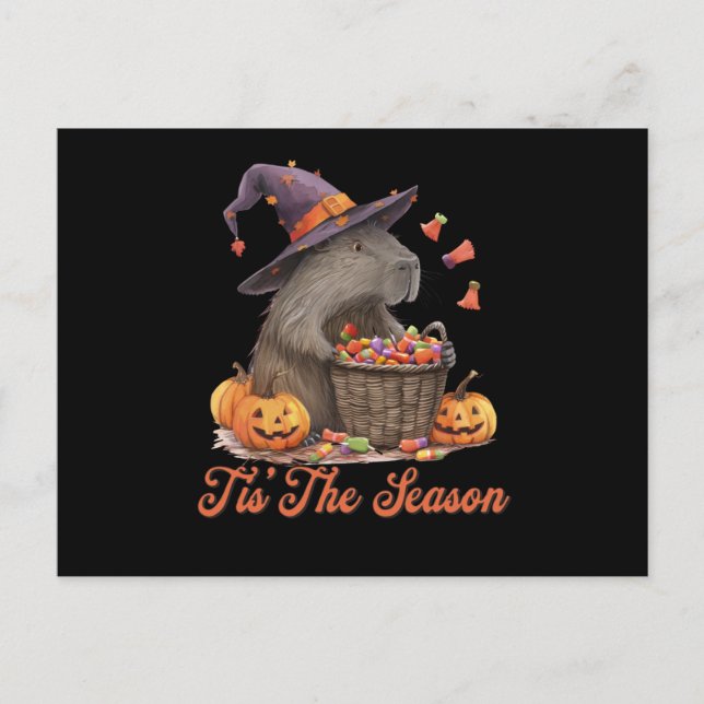 Tis' The Season Halloween Capybara Postcard (Front)
