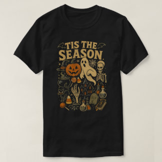 Tis The Season Halloween Vintage Skeleton Ghost  T-Shirt