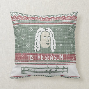 Tis the season Handel Messiah faux knit sweater Throw Pillow