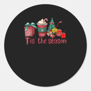 Tis The Season Hockey Christmas Coffee Santa Classic Round Sticker