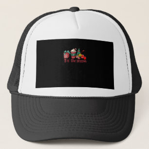Tis The Season Hockey Christmas Coffee Santa Trucker Hat