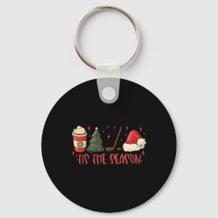 Tis The Season Hockey Christmas Sports Hockey Mom  Keychain
