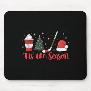 Tis The Season Hockey Coffee Xmas Tree Ice Hockey Mouse Pad
