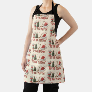 Tis The Season Hockey Winter Sports Holiday Apron