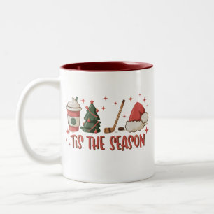 Tis The Season Hockey Winter Sports Holiday  Two-Tone Coffee Mug