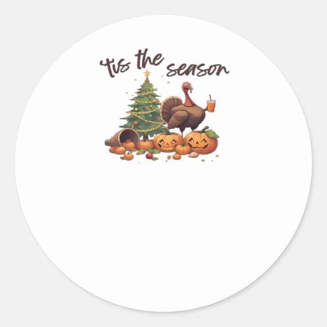 Tis The Season Holiday Mashup Classic Round Sticker (Front)