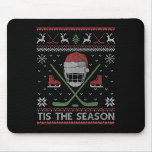 Tis The Season Ice Hockey Ugly Christmas Sweater M Mouse Pad