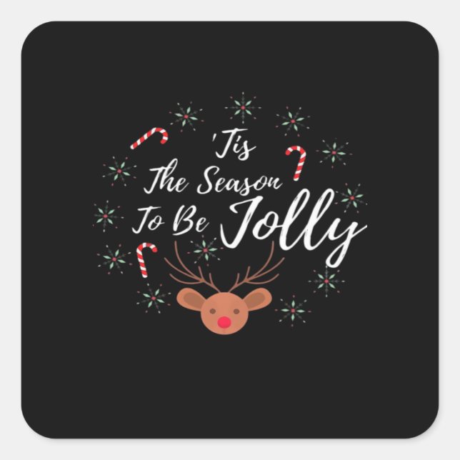 Tis The Season Jolly Square Sticker (Front)