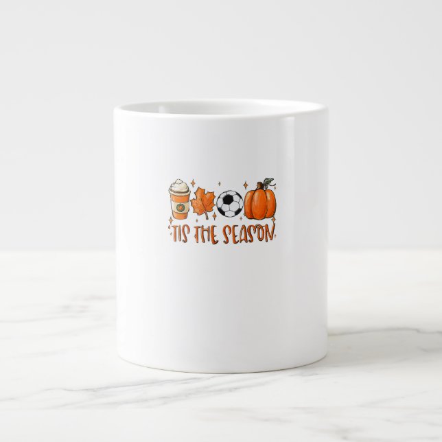 Tis The Season Leaf Latte Autumn Football Large Coffee Mug (Front)