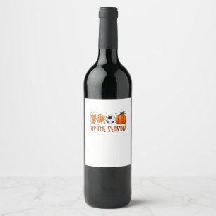 Tis The Season Leaf Latte Autumn Football Wine Label