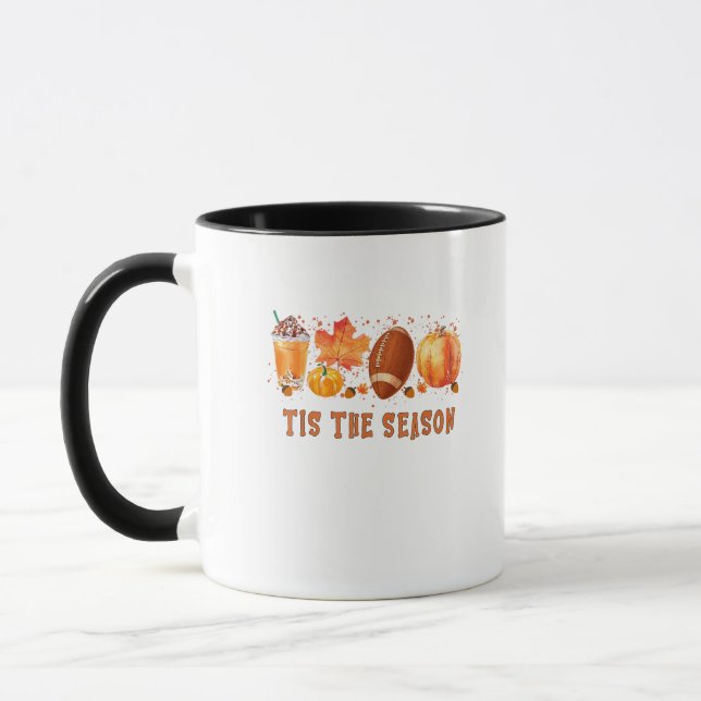 Tis The Season Leopard Football Halloween Fall Mug (Left)
